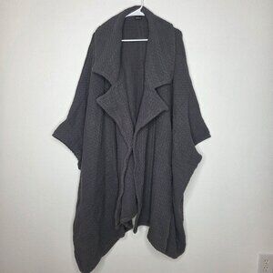 Saachi Waffle Drape Jacket Charcoal Gray Oversized Lagenlook Cardigan